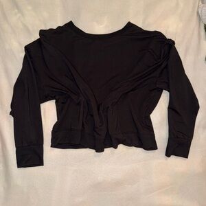 Women's 2X Open Back Cropped Crew Neck Hoodie